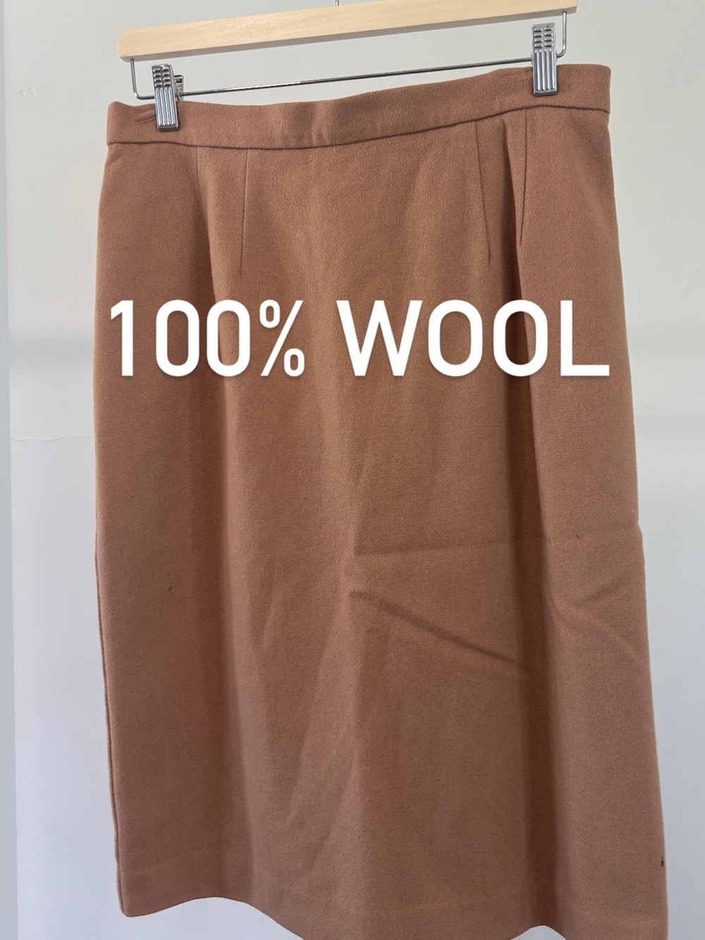 Worthington Midi Skirt in Camel | 100% Wool | Made in USA | size 12